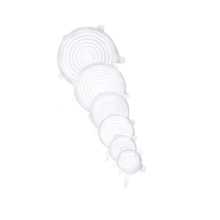 Set capace elastice, Silicon, 6,5 - 20 cm, Alb