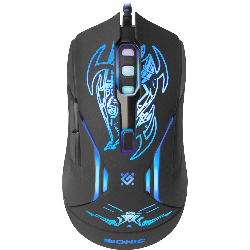 Mouse optic cu fir pentru jocuri, DEFENDER Bionic GM-250L, 6 butoane, 800-3200 dpi