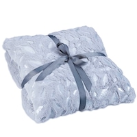 patura groasa cu 2 fete relaxdays flece si blana artificiala pled captusit 220 x 240 cm model pene gri imagen 19_0_
0