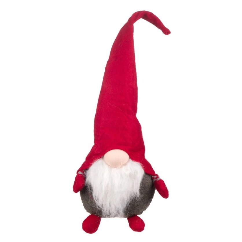 Figurina decorativa, pentru Craciun, Zola, Mos Craciun, rosu/maro, cu palarie catifelata, 45 cm