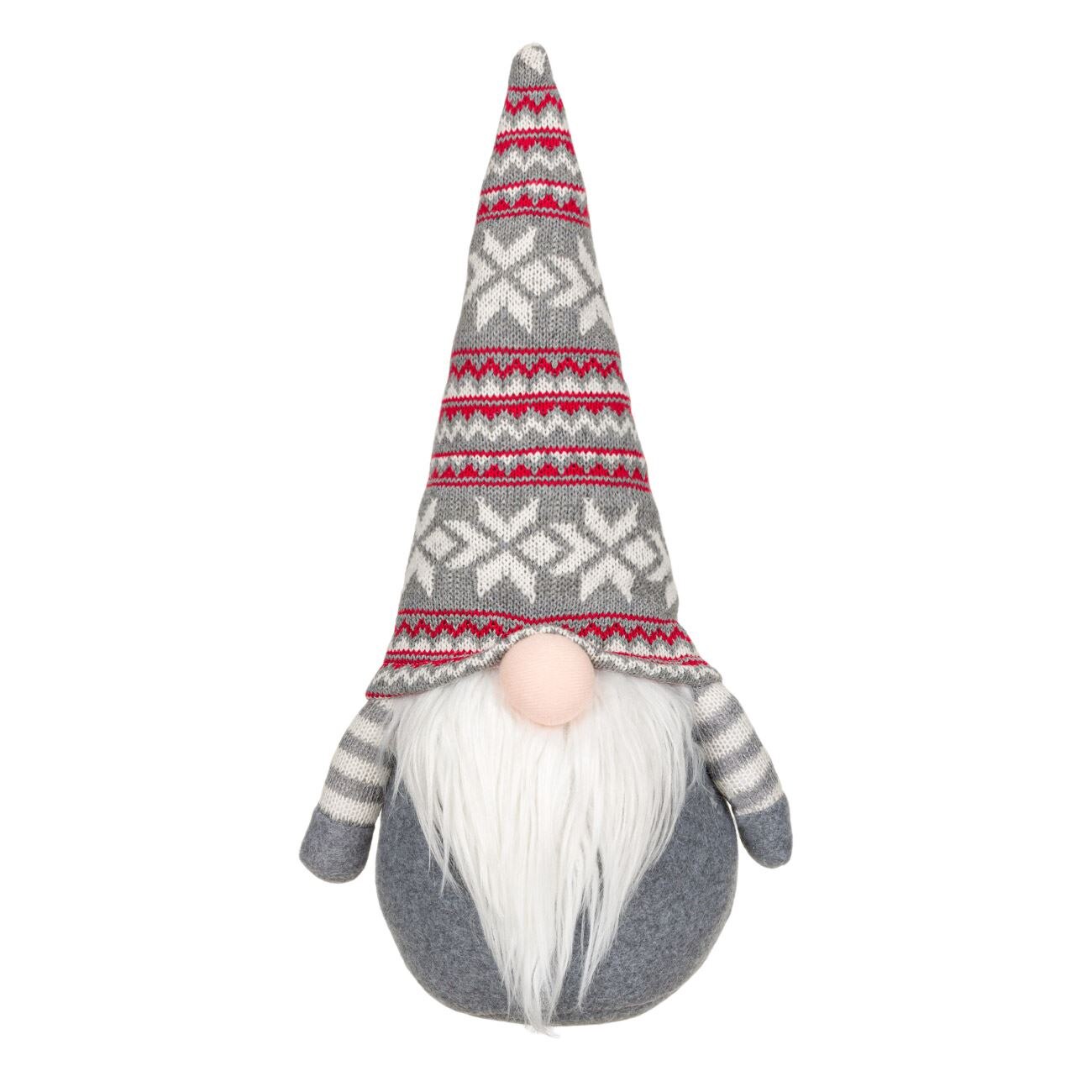 Figurina decorativa, pentru Craciun, Zola, Mos Craciun, rosu/gri, palarie cu model, 45 cm