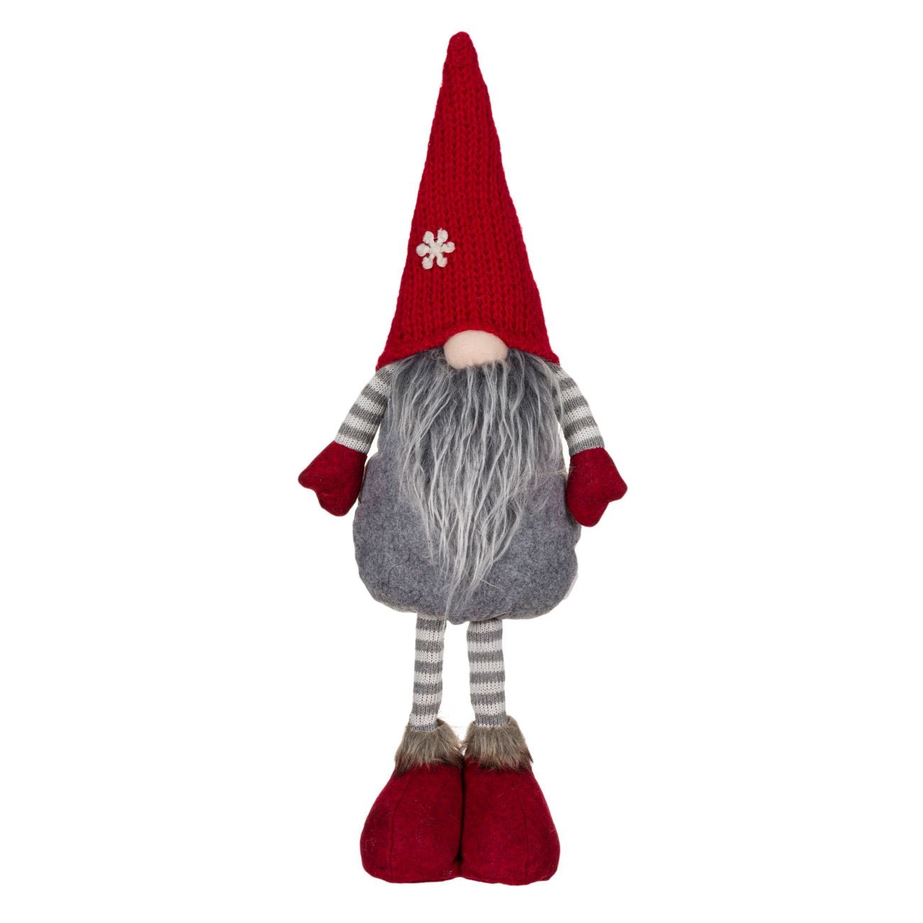 Figurina decorativa, pentru Craciun, Zola, Mos Craciun, rosu/gri, cu caciula rosie si steluta, 52 cm
