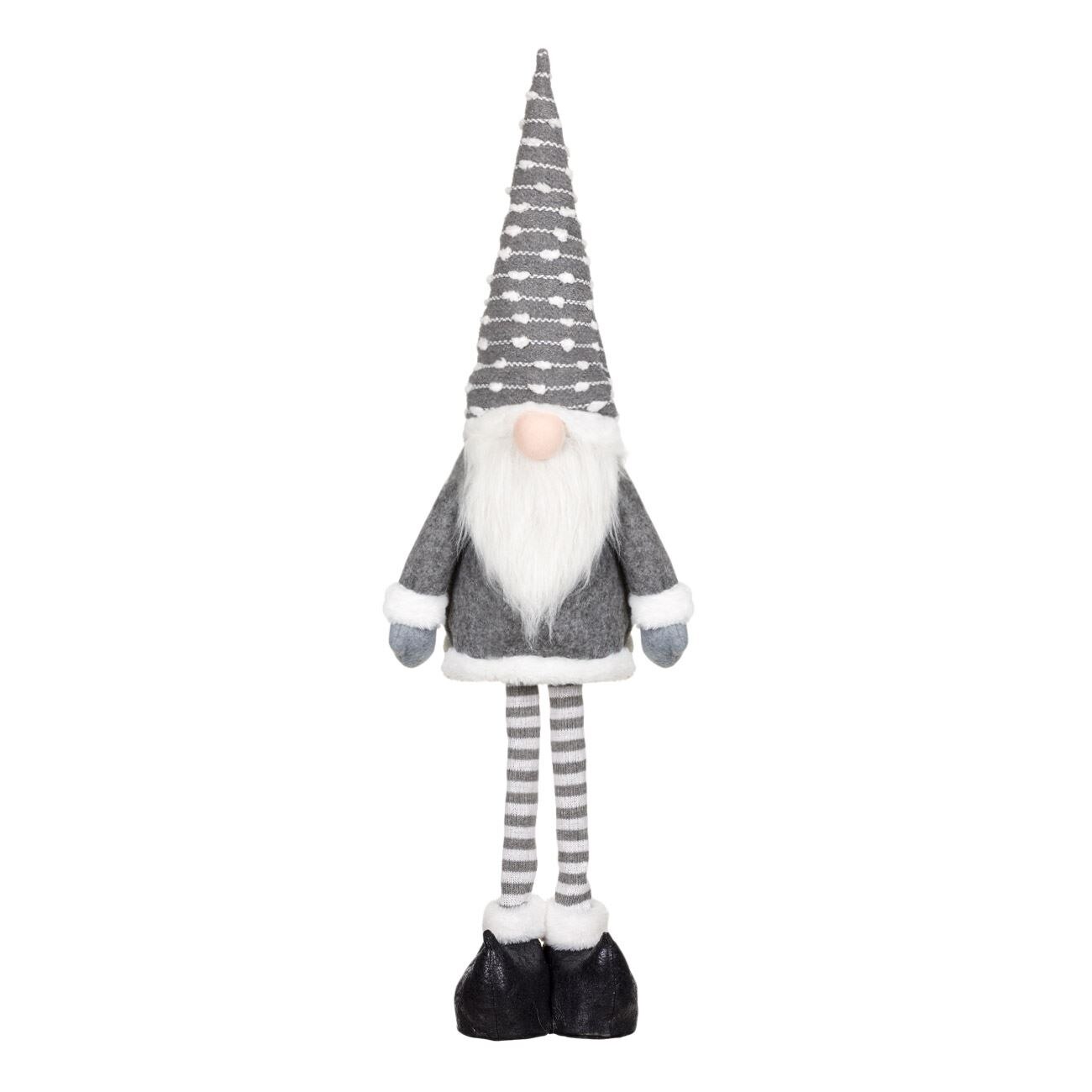 Figurina decorativa, pentru Craciun, Zola, Mos Craciun, gri, cu barba mare, 90 cm