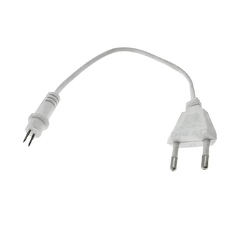Cablu de alimentare furtun luminos, lungime 20 cm, cu stecher EU si conector 2 pini, alb Cablu de alimentare furtun luminos, lungime 20 cm, cu stecher EU si conector 2 pini, alb