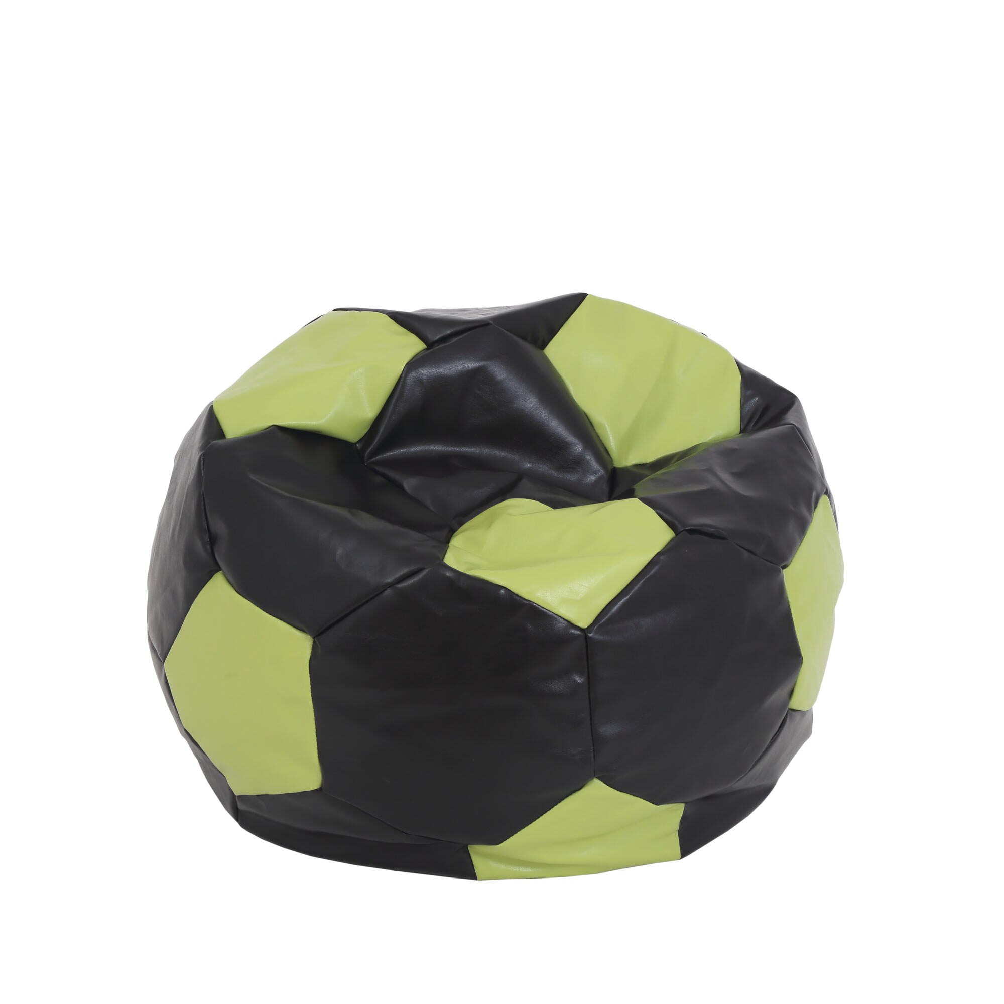 Fotoliu Bean Bag Mondo Ball, piele ecologica Negru/Verde, 74x53