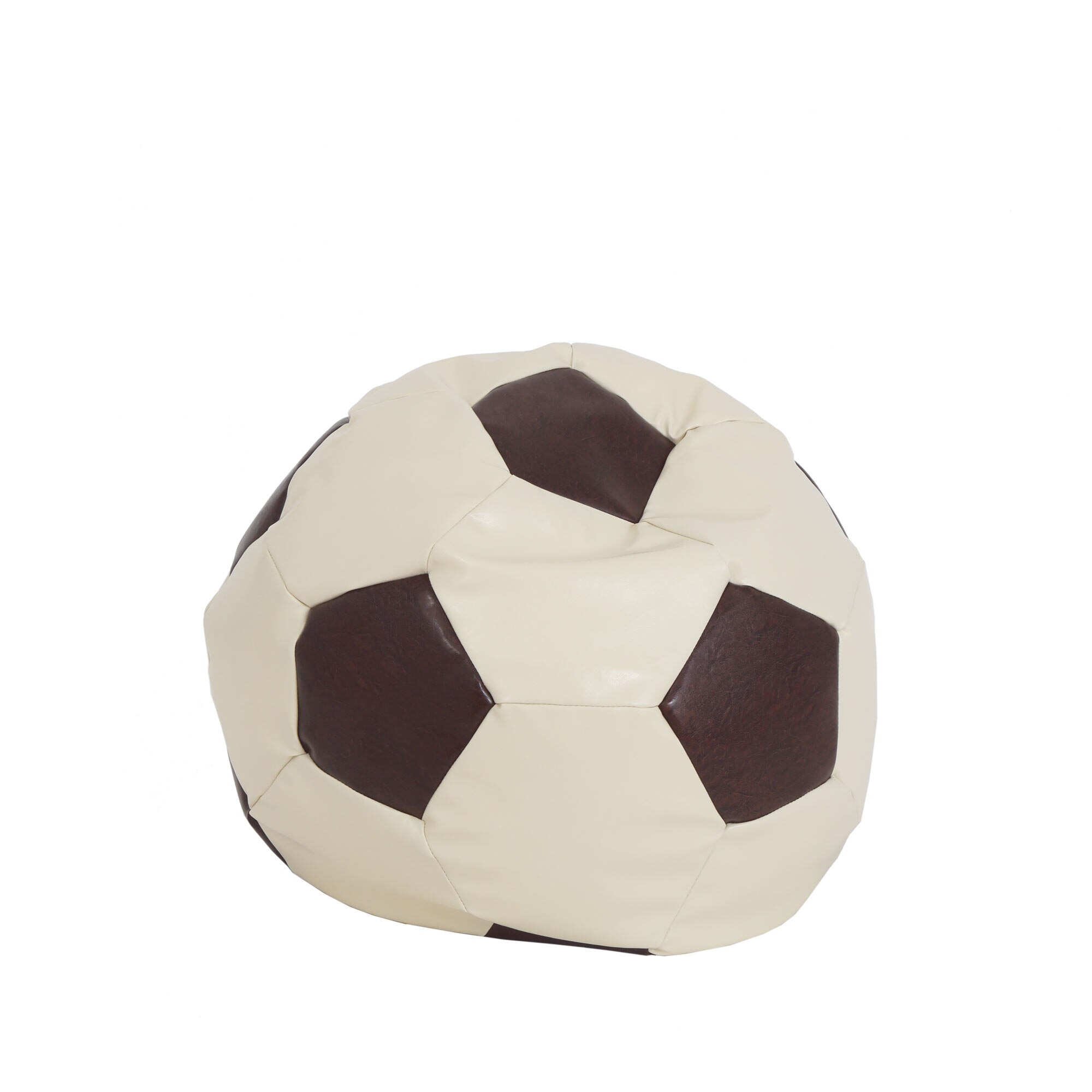 Fotoliu Bean Bag Mondo Ball, piele ecologica Crem/Maro, 74x53