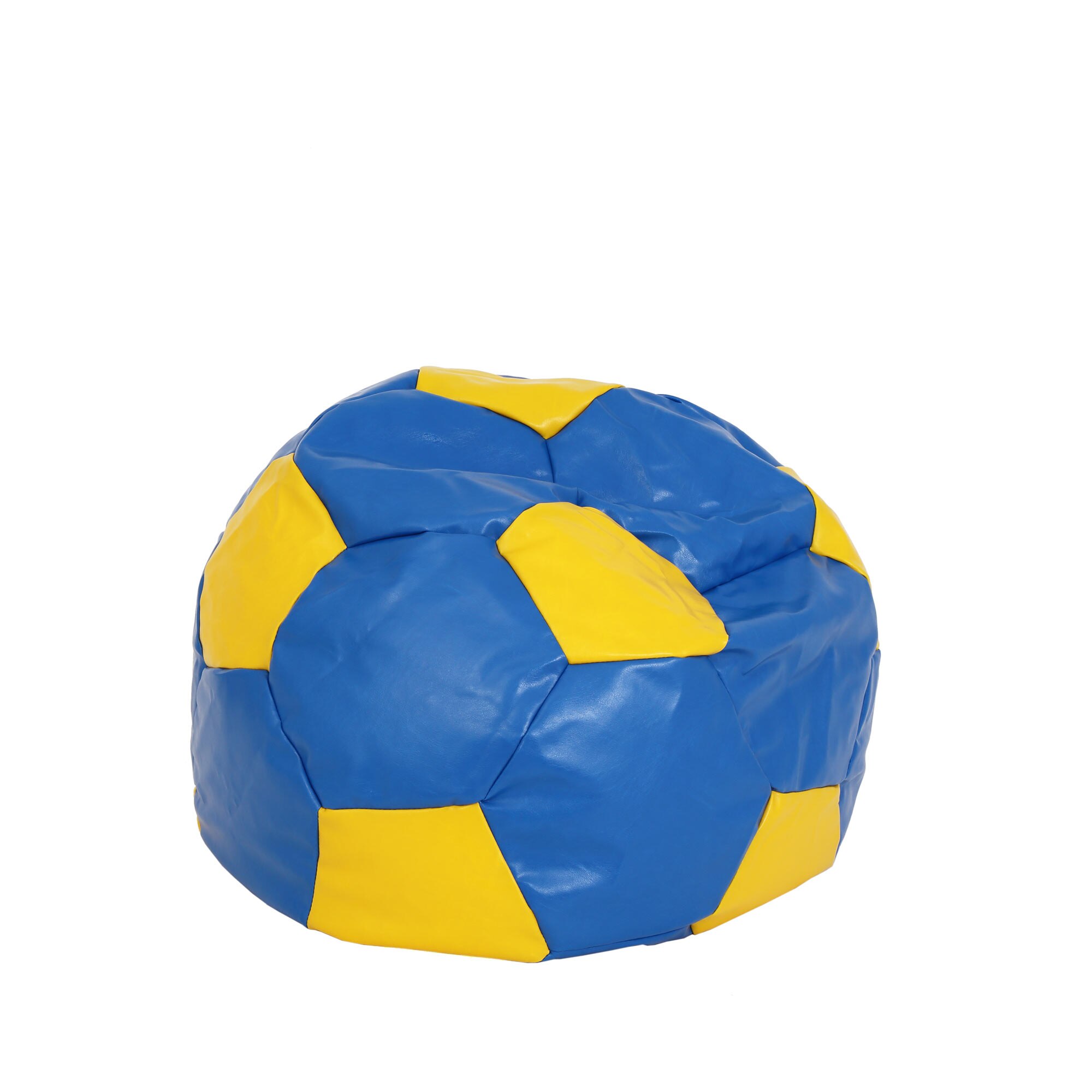 Fotoliu Bean Bag Mondo Ball, piele ecologica Albastru/Galben, 74x53