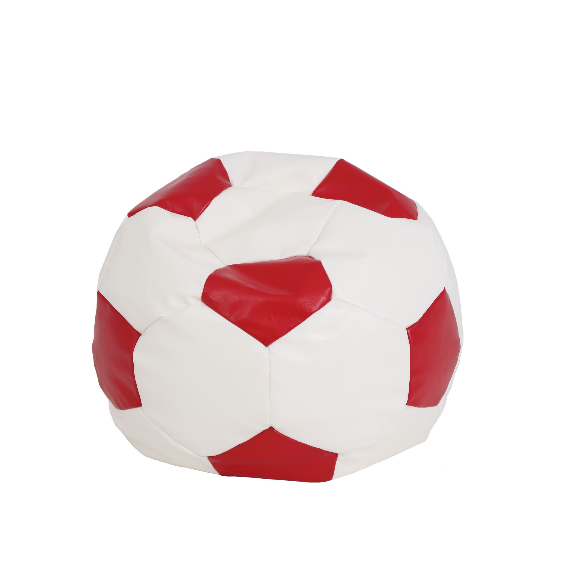 Fotoliu Bean Bag Mondo Ball, piele ecologica Alb/Rosu, 74x53