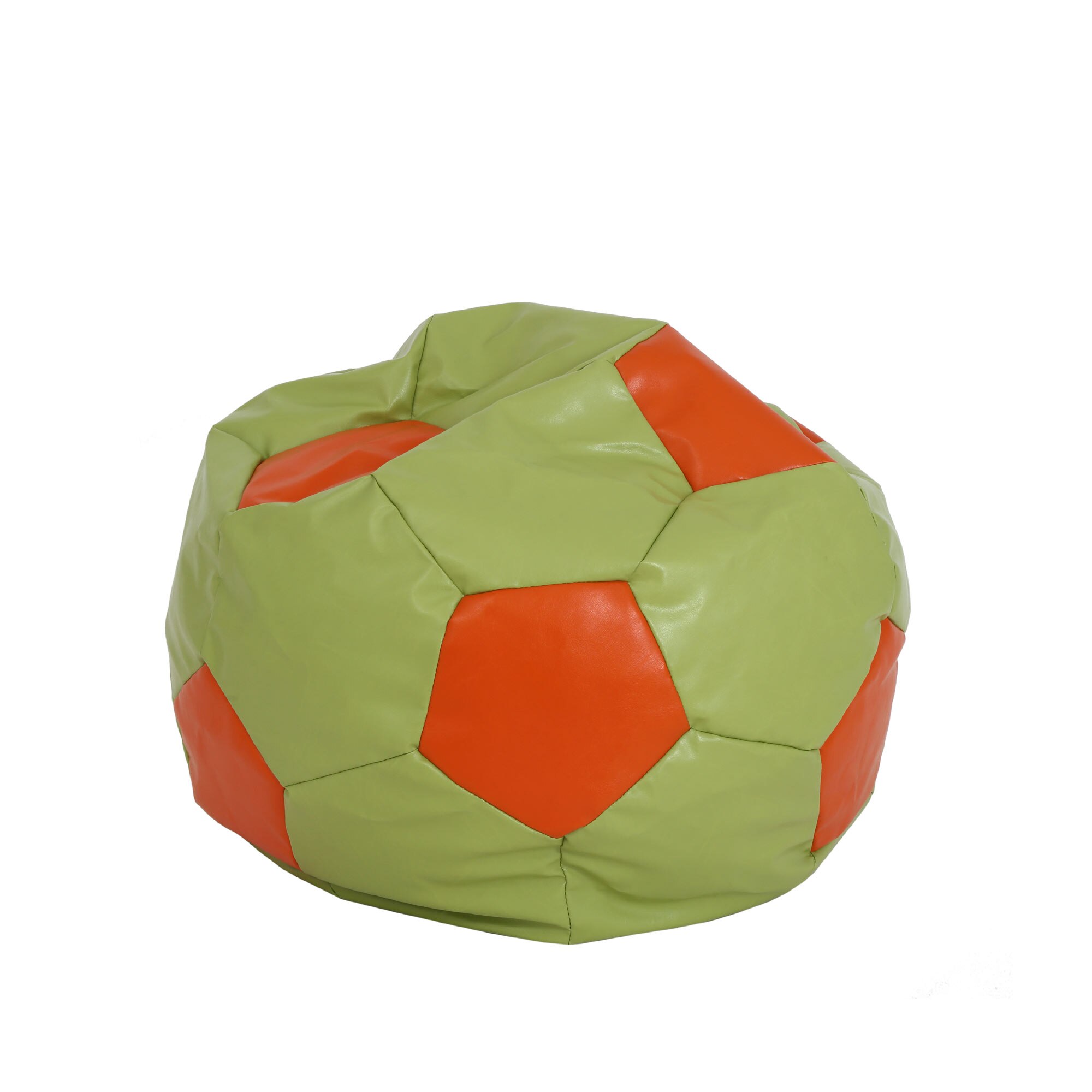 Fotoliu Bean Bag Mondo Ball, piele ecologica Verde/Portocaliu, 74x53