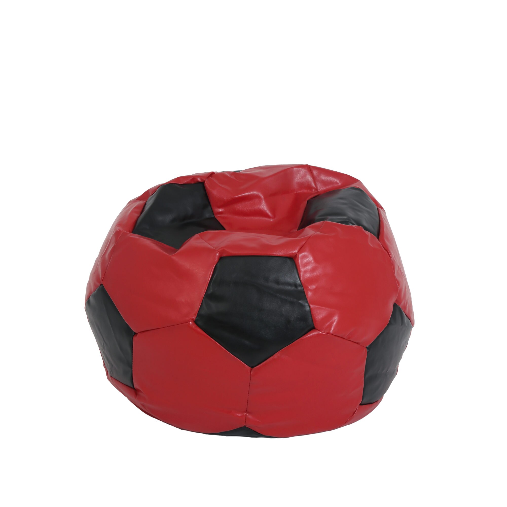 Fotoliu Bean Bag Mondo Ball, piele ecologica Rosu/Negru, 74x53