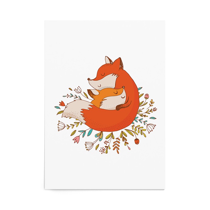 Tablou Sweet Mother Fox, Zizula Cards, 60 x 90 cm
