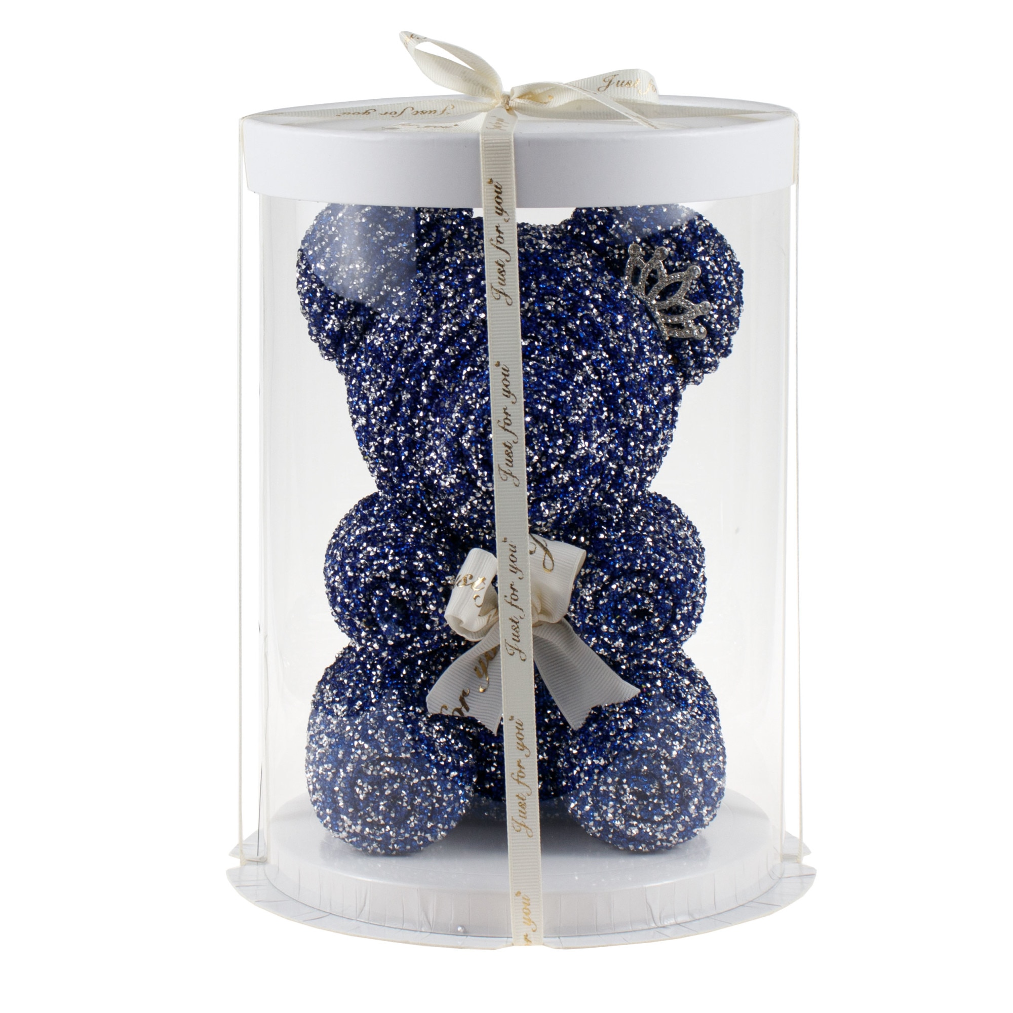 Ursulet sclipitor in ambalaj cutie, 20 cm, Albastru argintiu/ CF4796-albastru