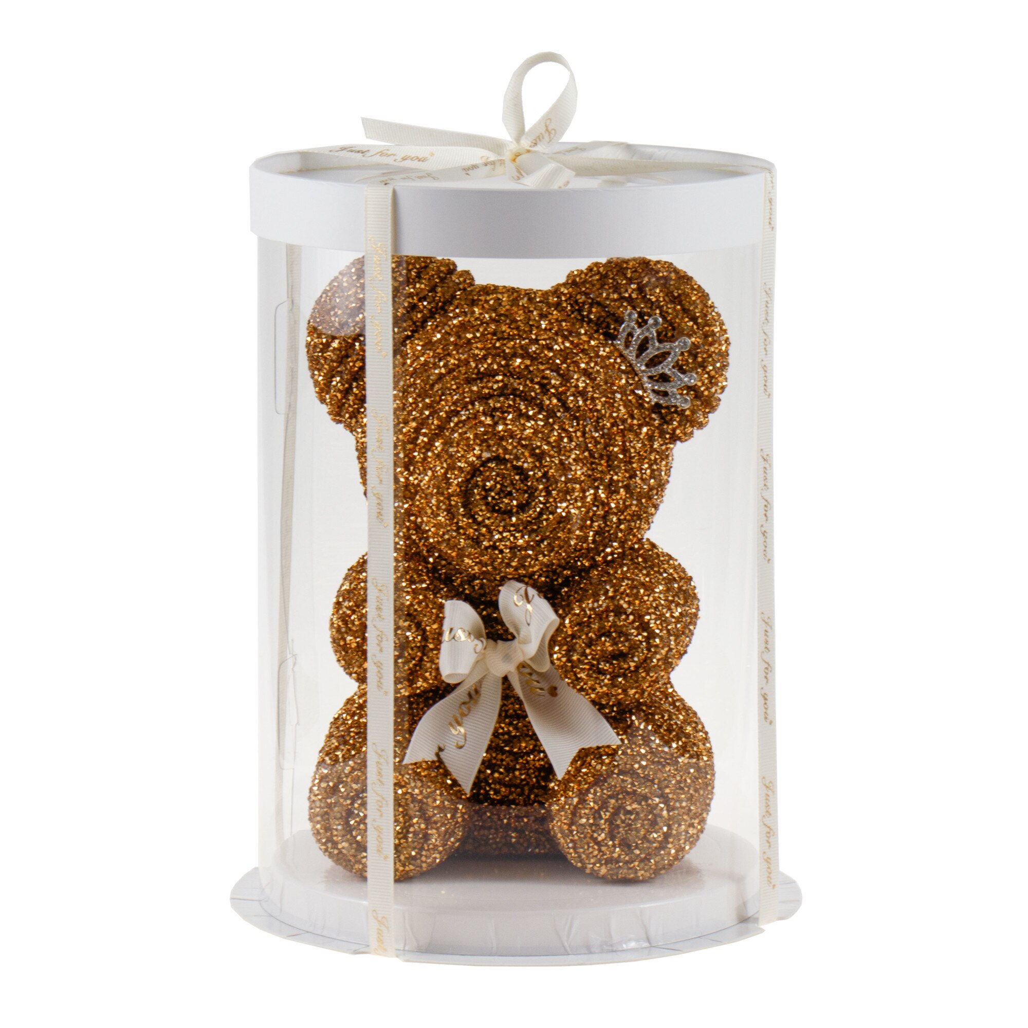 Ursulet sclipitor in ambalaj cutie, 20 cm, Auriu / CF4796-auriu