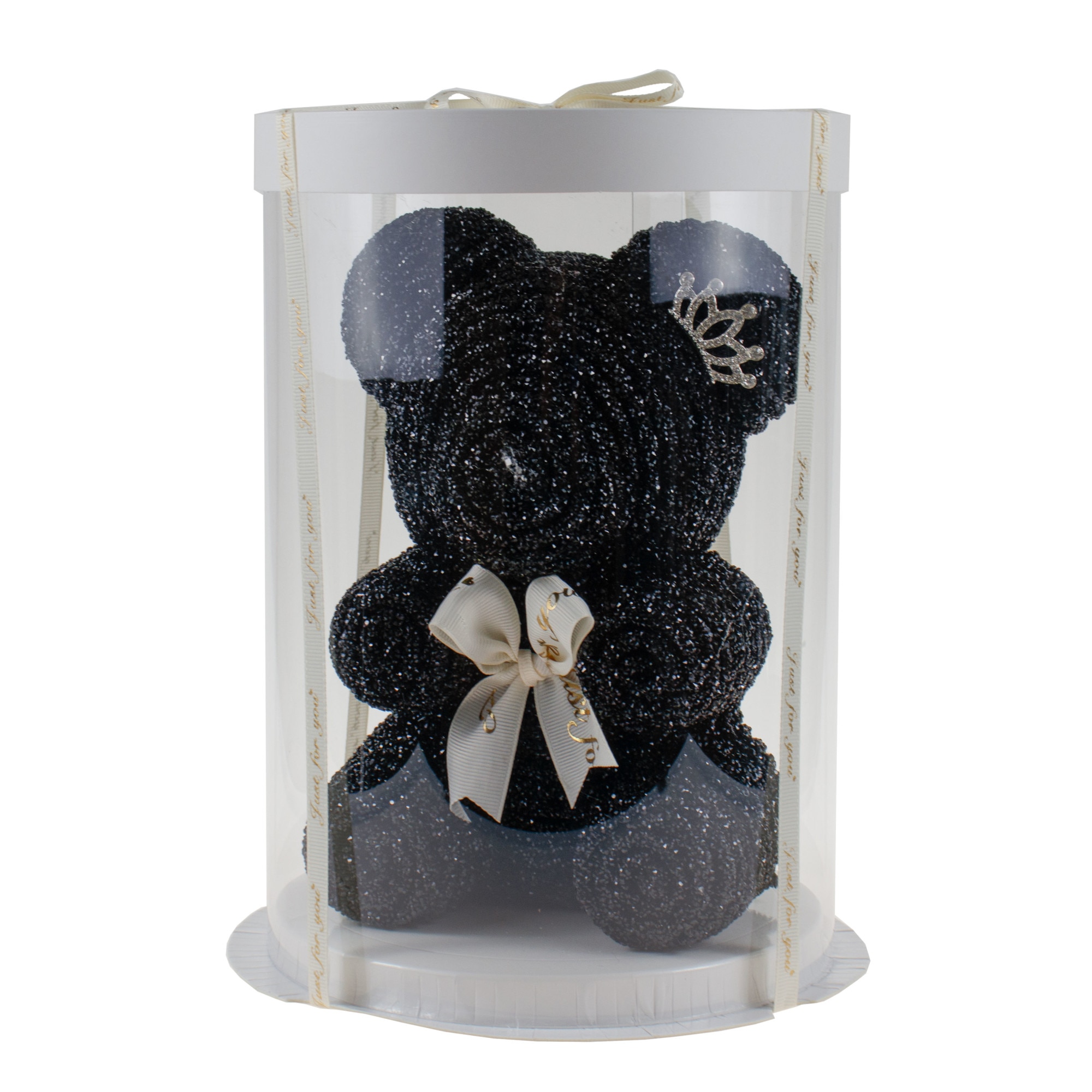 Ursulet sclipitor in ambalaj cutie, 20 cm, Negru argintiu / CF4796-negru