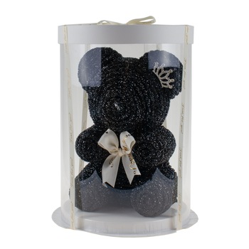 Ursulet sclipitor in ambalaj cutie, 20 cm, Negru argintiu / CF4796-negru Ursulet sclipitor in ambalaj cutie, 20 cm, Negru argintiu / CF4796-negru