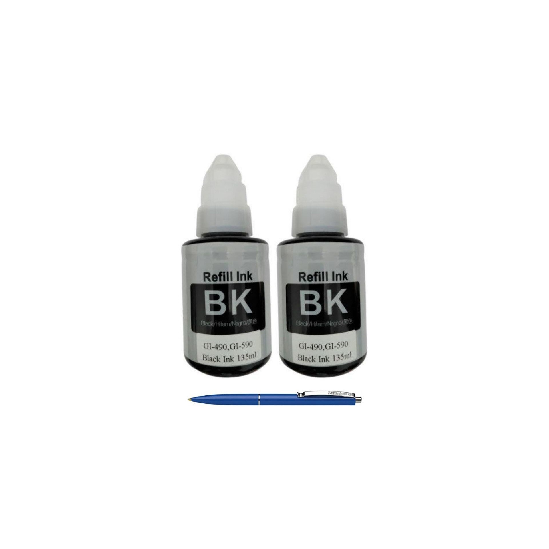 Pachet Flacoane Cerneala compatibila GI-490 2X Black 12000 pagini un-box AlphaChem si Pix Schneider