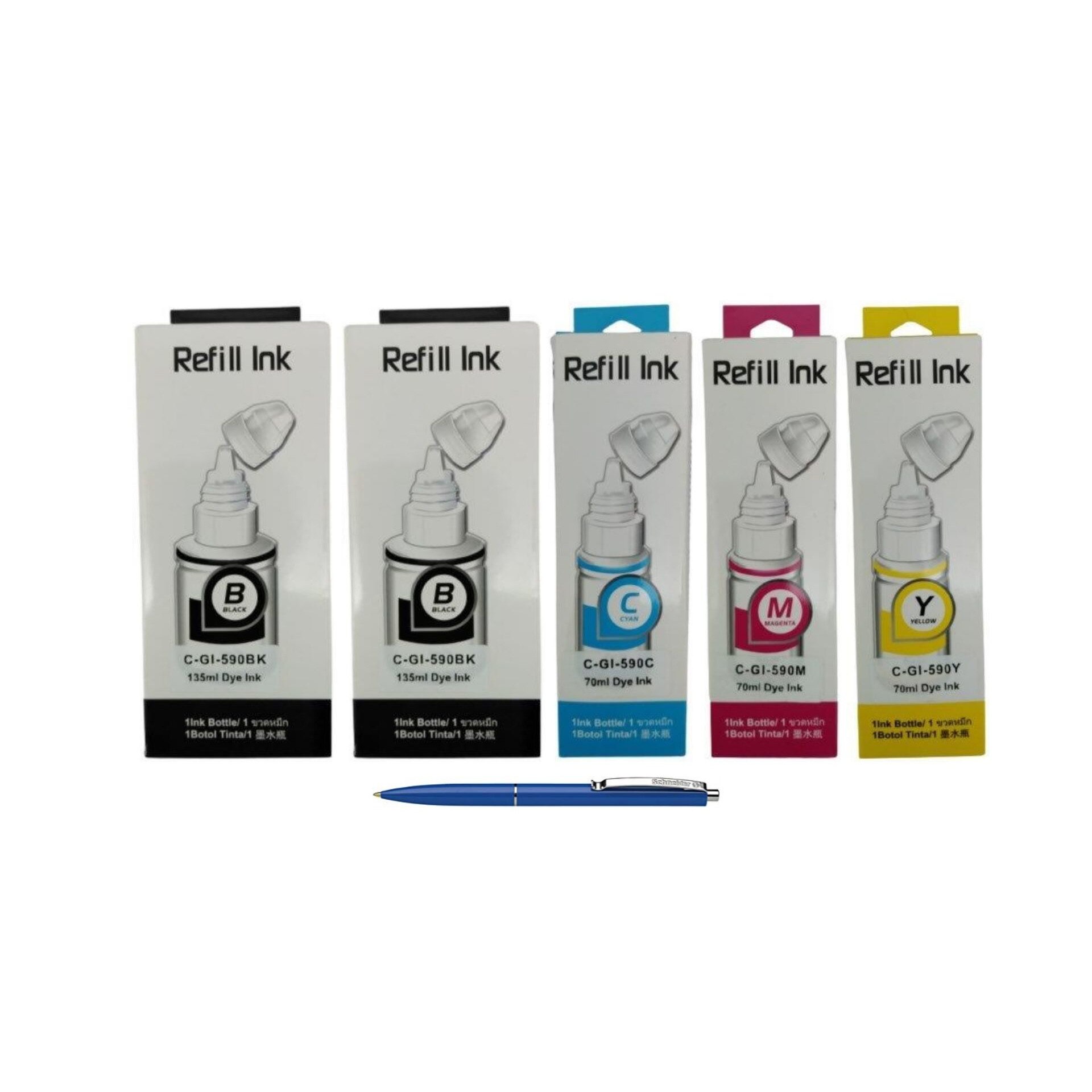 Pachet Flacoane Cerneala compatibila GI-490 2X Black, 1X Cyan, 1X Magenta, 1X Yellow, 33000 pagini, AlphaChem si Pix Schneider