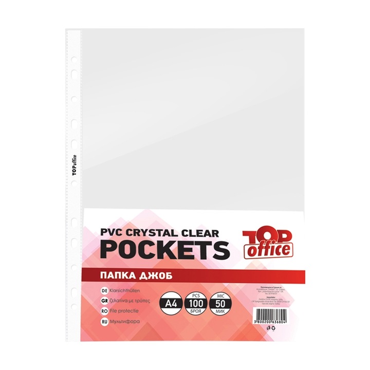Top Office irattartó fólia, A4, 50 µm, Crystal, 100 db