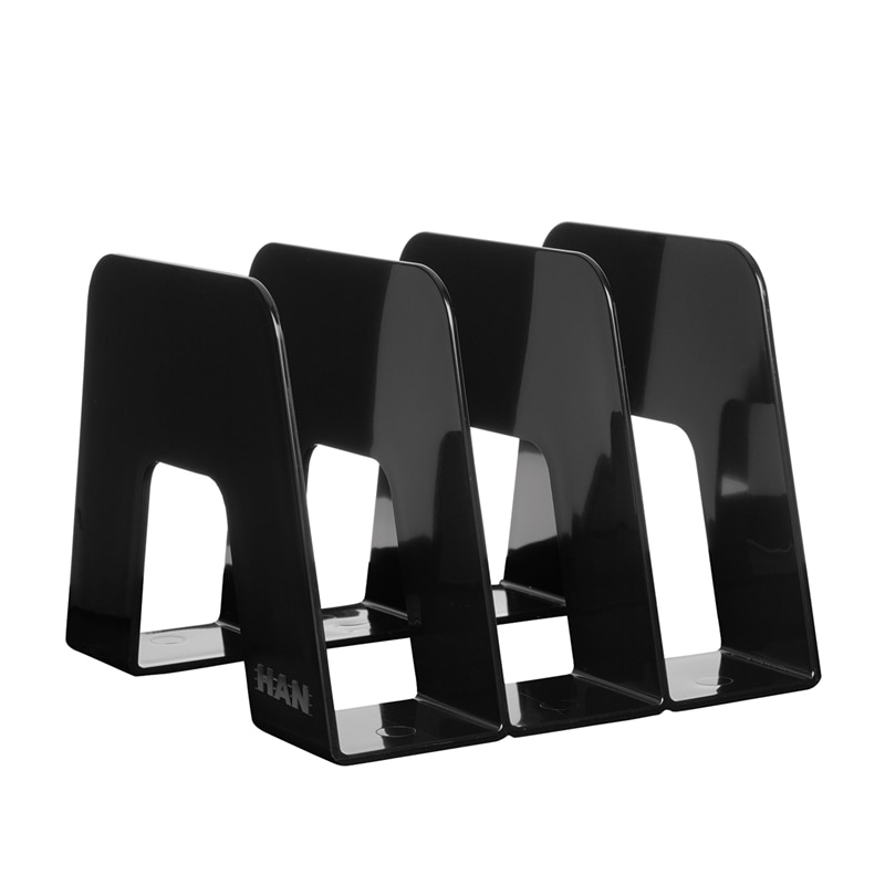 Suport vertical documente, Han, Plastic, 3 compartimente, 209 x 22 x 163 mm, Negru