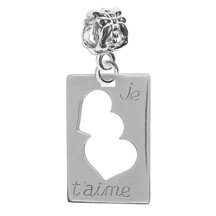 Ezüst Charm Je t'aime szívtányér 7825540 Dras