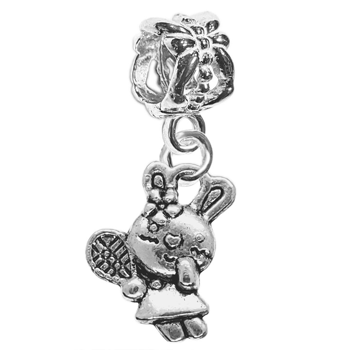 Charm argint Iepuras paleta tenis 9562230 Dras