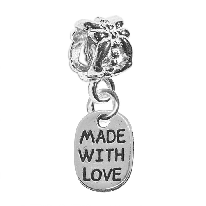 Charm argint Placuta made with love 9598200 Dras