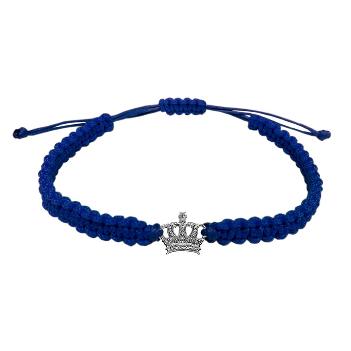 Kék zsinór karkötő kézzel fonott testreszabott ezüst korona 9850100 Dras 5440