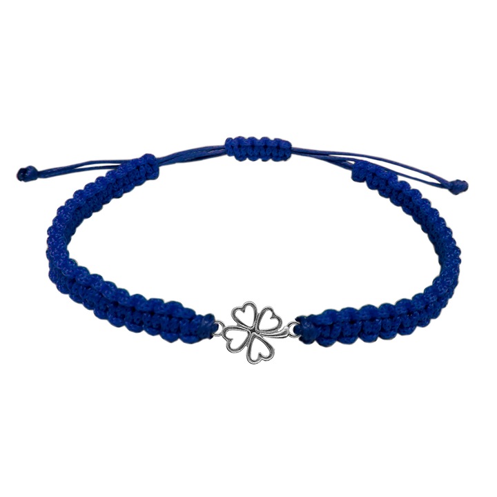 Egyedi kézzel készített kék zsinór karkötő Ezüst lóhere 9732100 Dras 5415