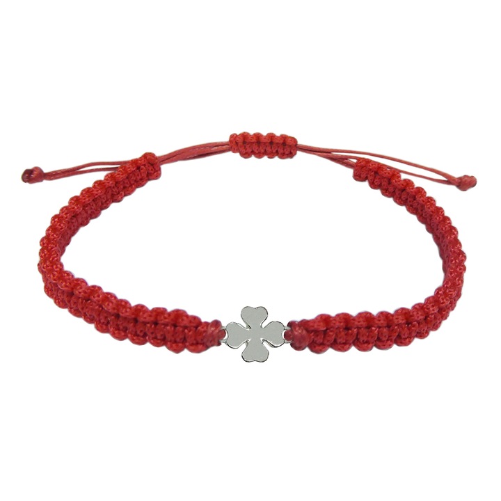 Kézzel szőtt fekete zsinór karkötő személyre szabott Ezüst lóhere 10077100 Dras 5367