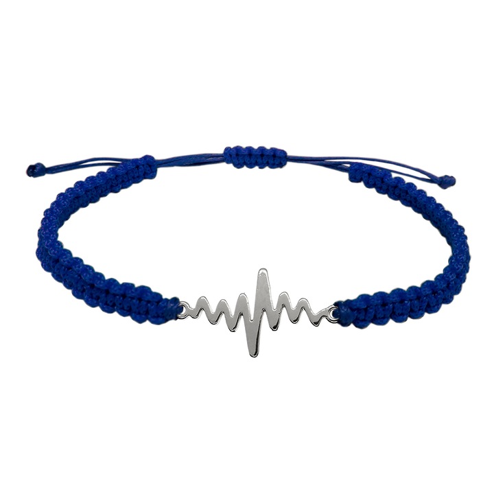 Bratara snur albastru impletit manual personalizata Puls argint 9586270 Dras