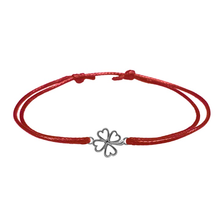 Персонализирана гривна с червен шнур Сребърна детелина 9732100 Dras 5413