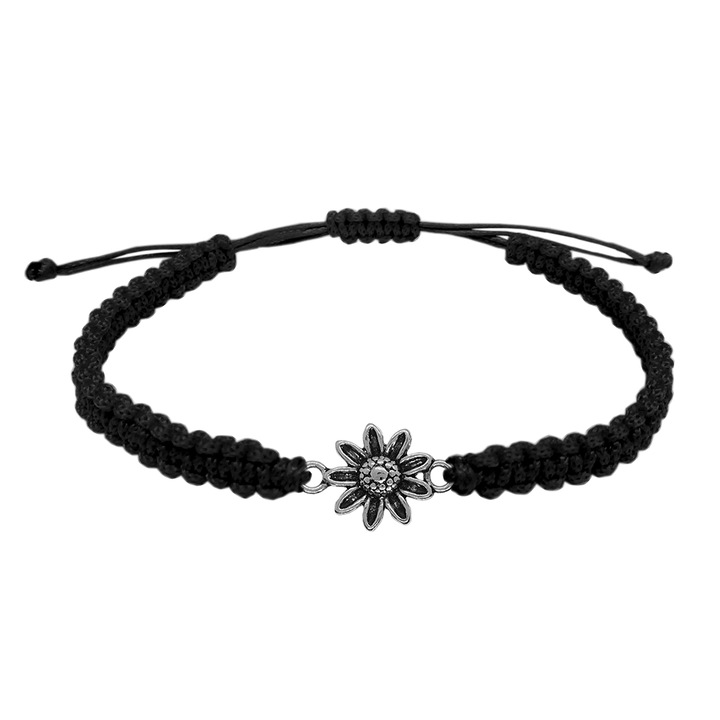 Kézzel szőtt piros zsinór karkötő személyre szabott Ezüst virág 9683180 Dras 5401