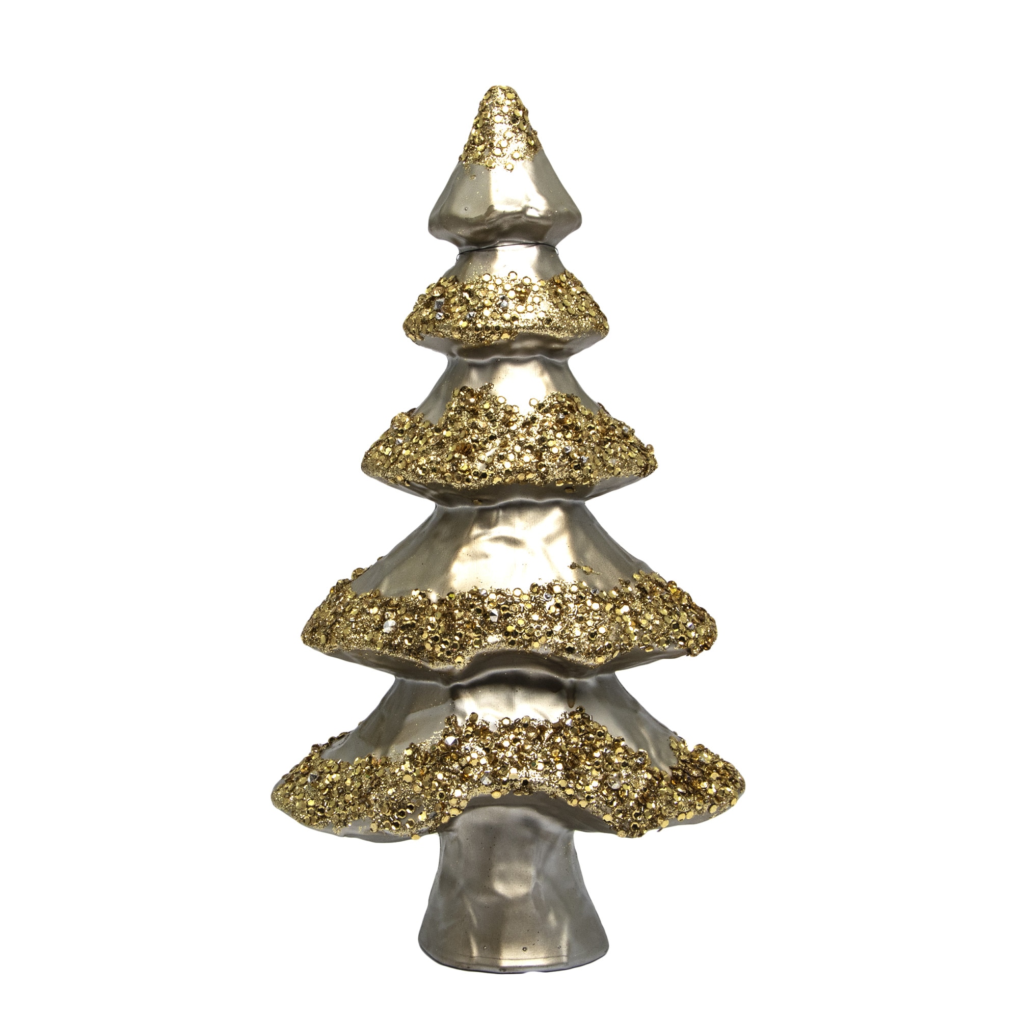 Ornament de Craciun in forma de brad, auriu, 40 x 21 cm