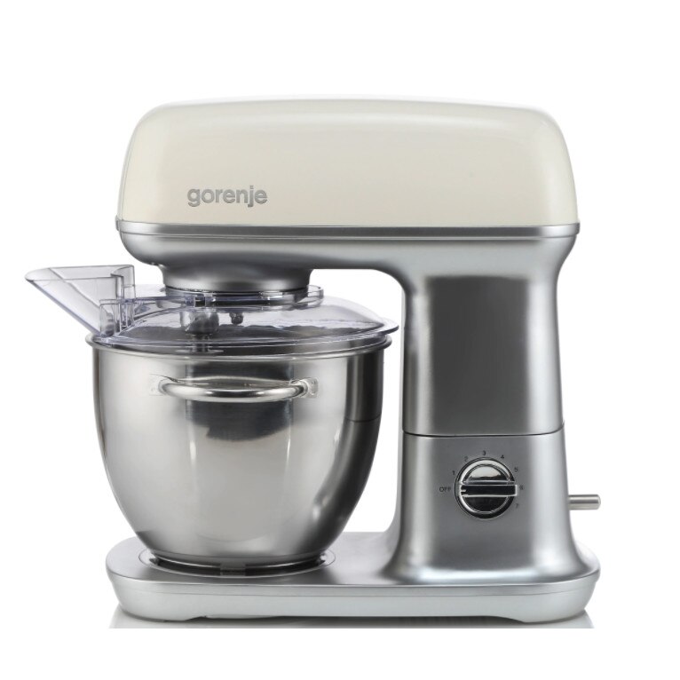 Robot de Bucatarie 1000 W, Bol din Otel Inoxidabil 4.5 L, 7 Trepte viteza, Amestecare 3D, Ajustare Automata a Rotatiei, Protectie Supraincalzire, Brat framantare, Alb