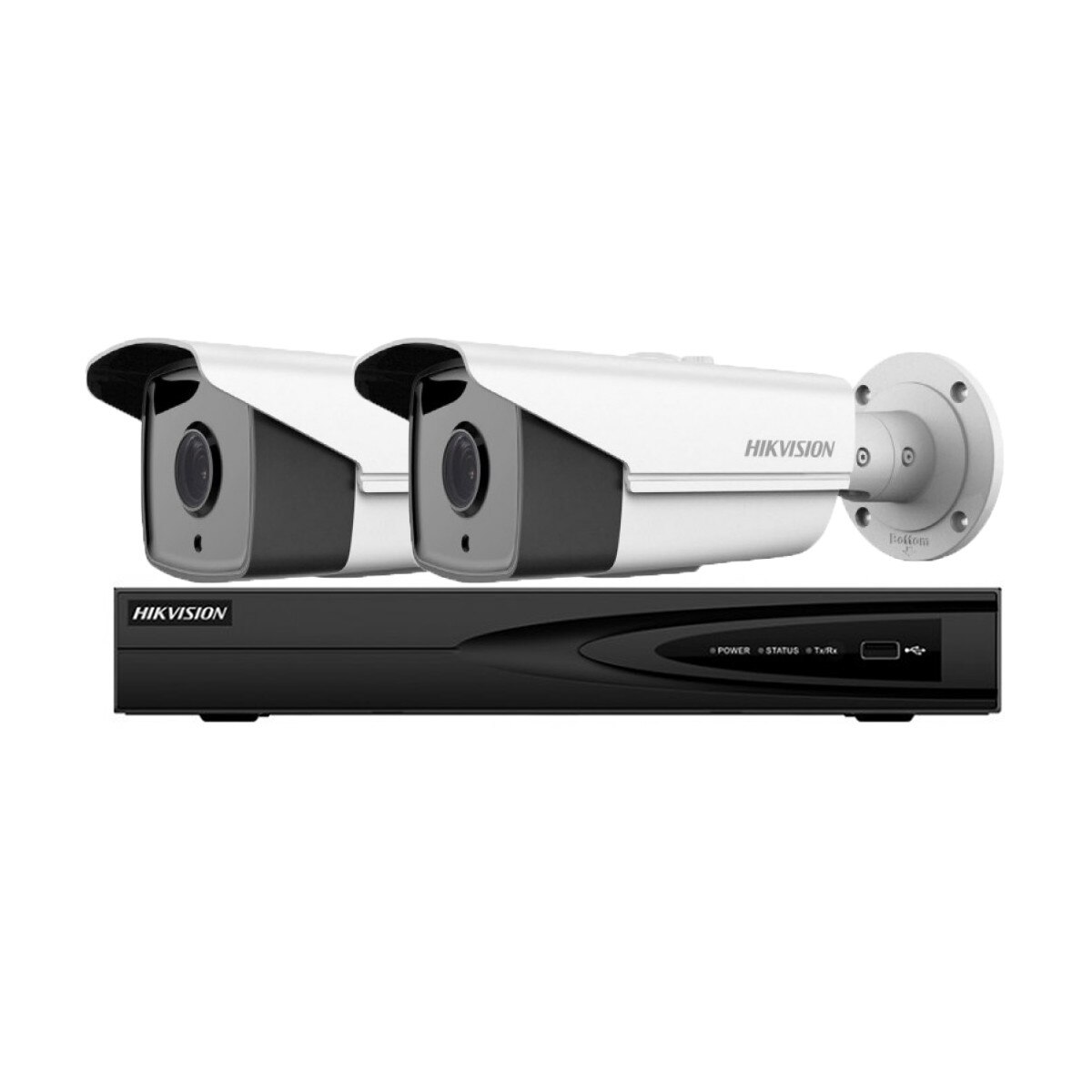 Sistem supraveghere video Hikvision 2 camere IP de exterior, 4MP(2K), SD-card, IR 50m