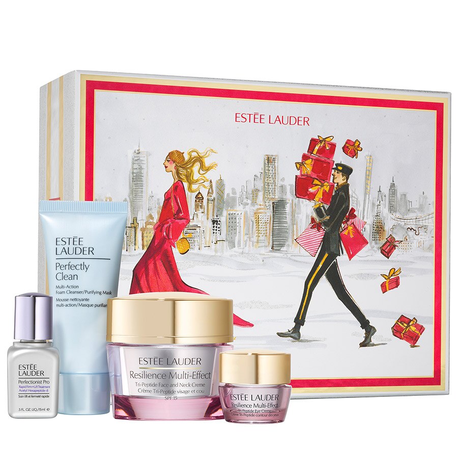 Set Ingrijire ten, Estee Lauder Lift + Glow Skincare Collection: Crema de zi 50ml + Crema de ochi ml 5ml + Ser Perfectionist 15ml + Demachiant 30ml