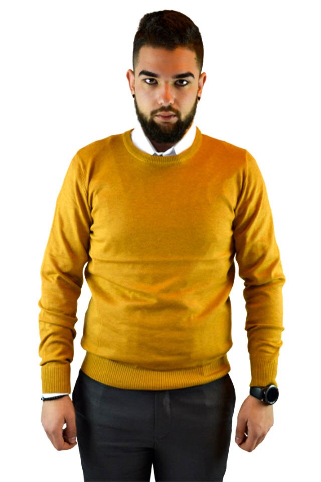 Pulover Elegance, Slim Fit, Mustard, Mustard