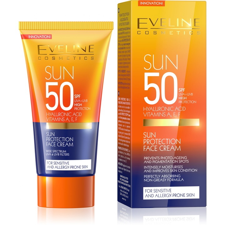 Слънцезащитен крем Eveline Amazing oils,за лице SPF 50 Висока защита, 50 мл