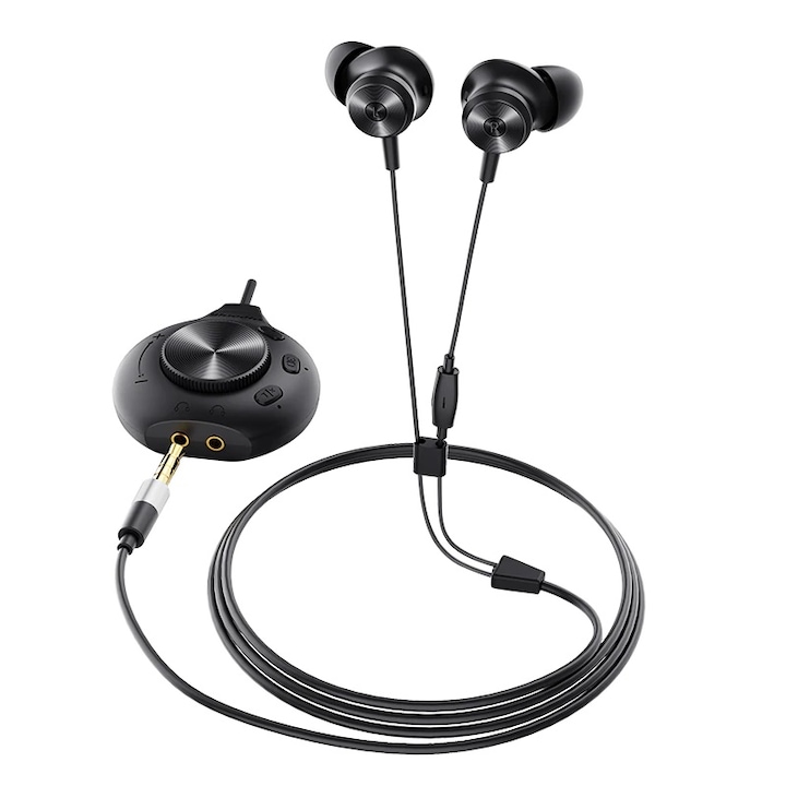 Bluedio Li Pro vezetékes fülhallgató, 7.1 hangkártya, 13 mm-es hangszóró, 115dB, 32 ohm, HD mikrofon, Aranyozott csatlakozó, Mágneses kivitel, Fekete