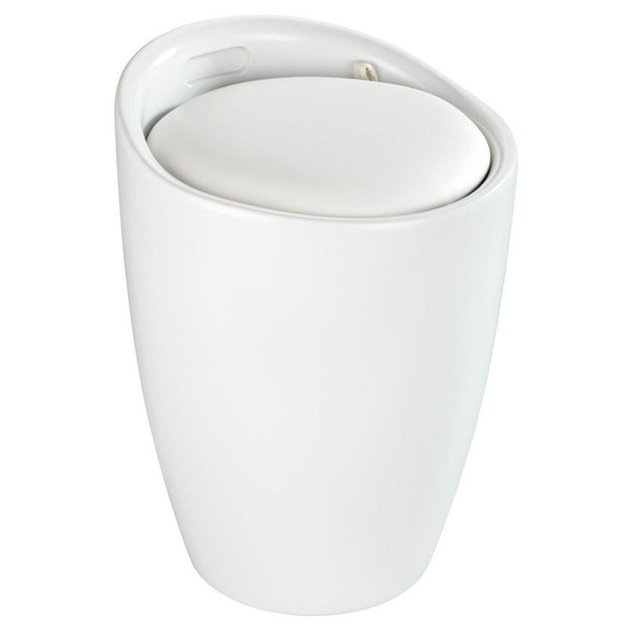 WENKO 24228100 Mosókosár szék, 20 L, matt fehér, 2in1,