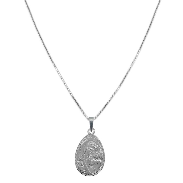 Персонализирана висулка от сребърна верижка Богородица Медальон Бебето Исус 9968VEN670 Dras 5286, Сребрист