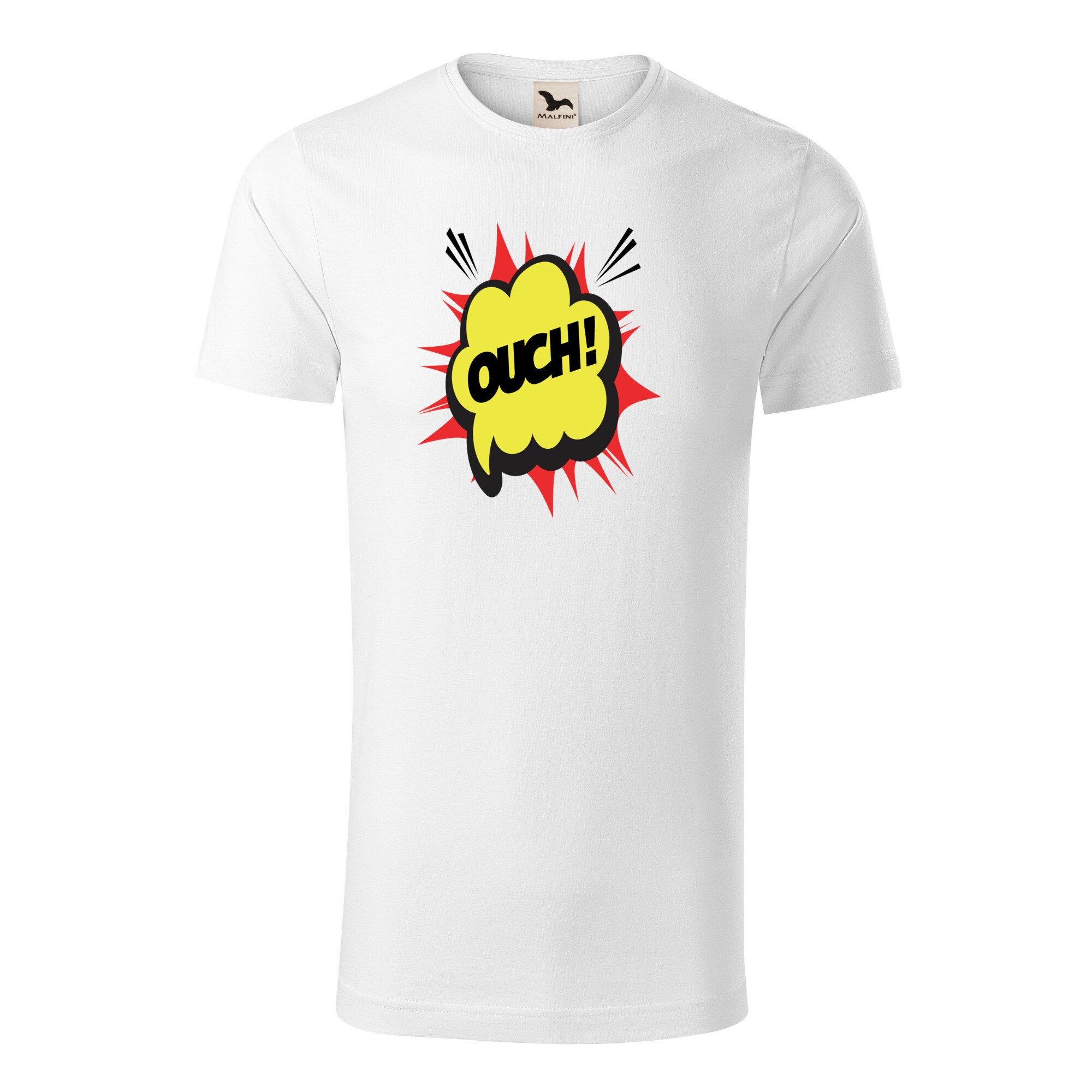 Tricou barbati clasic, Malfini, Comic Ouch, Alb, 2XL