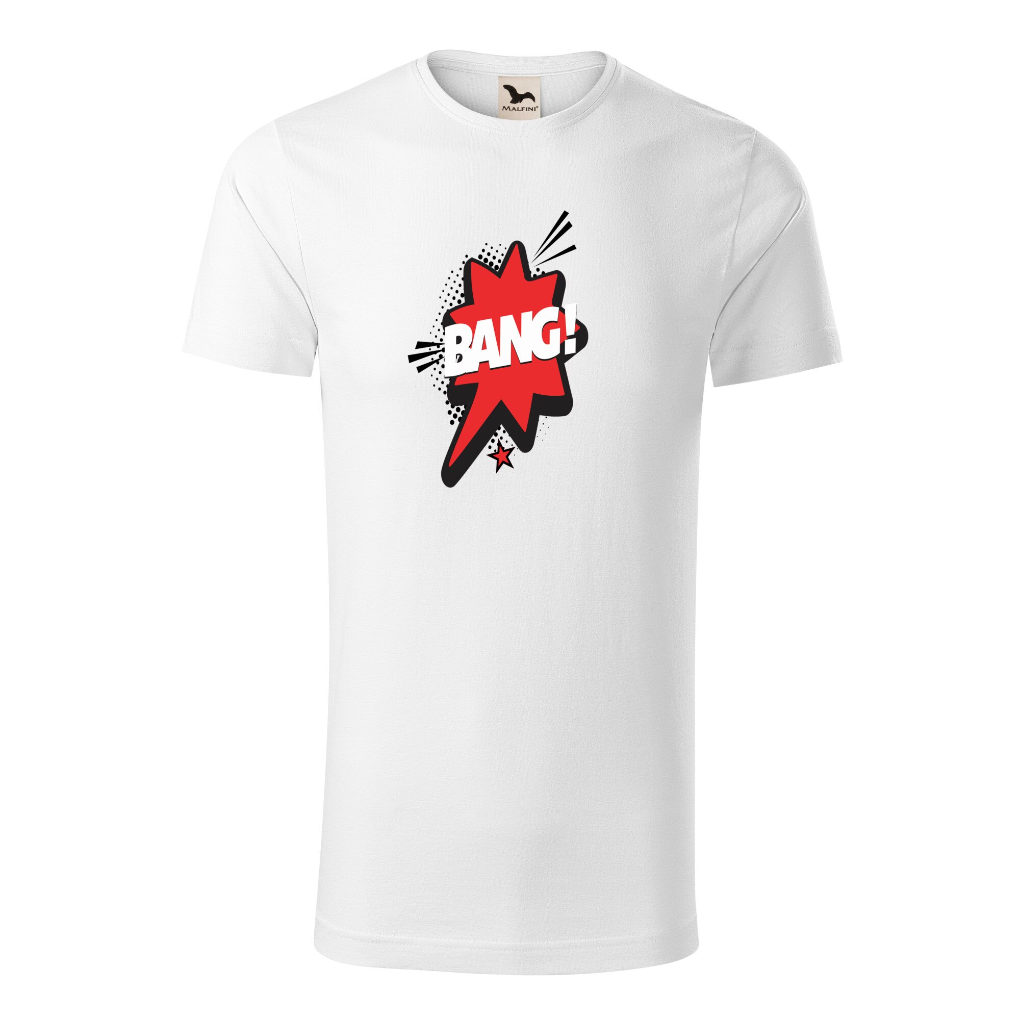 Tricou barbati clasic, Malfini, Comic Bang, Alb, 2XL