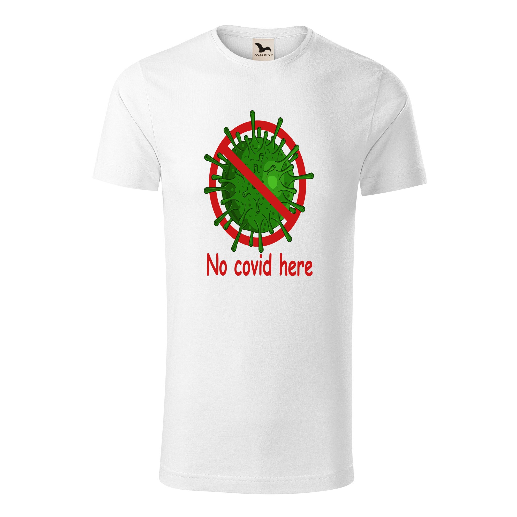 Tricou barbati clasic, Malfini, No Covid Here, Alb, 2XL