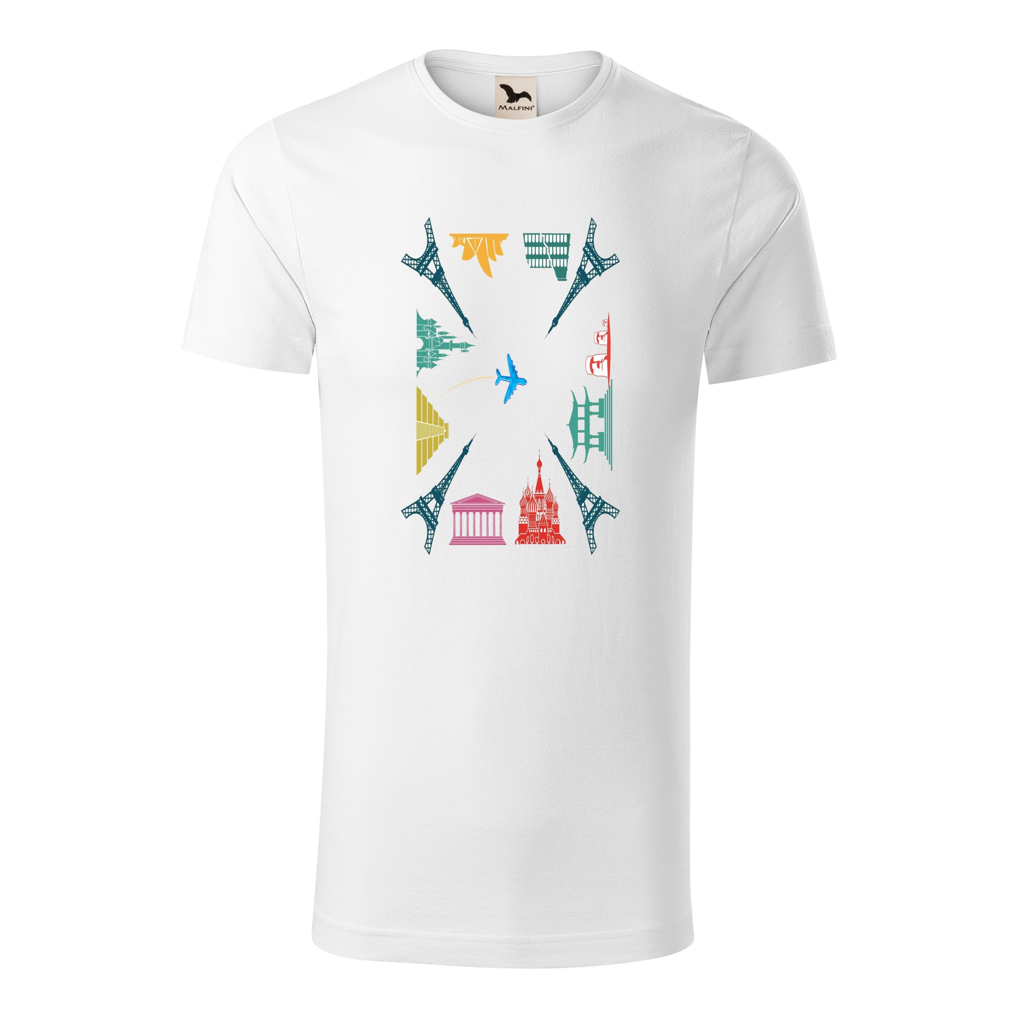 Tricou barbati clasic, Malfini, Square World, Alb, L