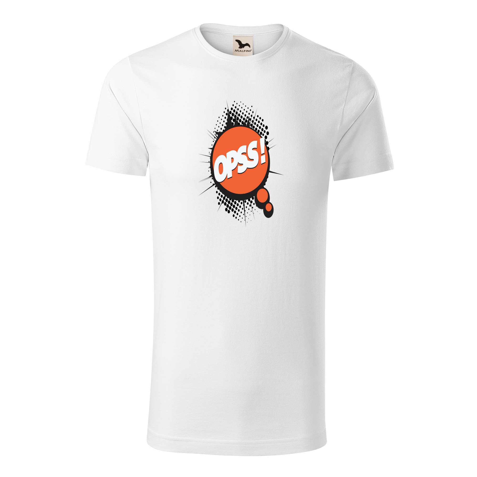 Tricou barbati clasic, Malfini, Comic Opss, Alb, 2XL