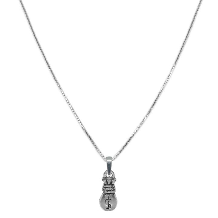 Lantisor argint personalizat pandantiv Saculet bani 7131VEN510 Dras 4111, Argintiu