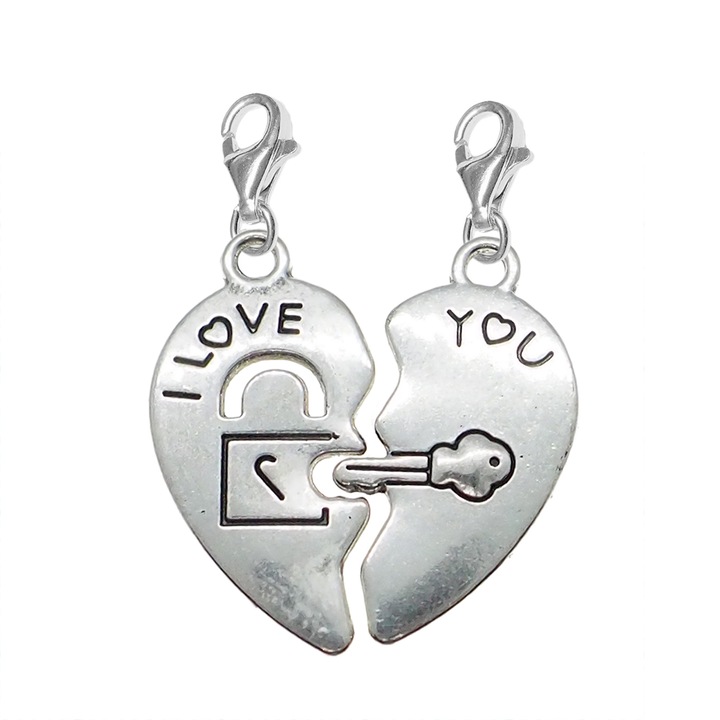I love you szív karabiner ezüst medál szett 1020074 Dras