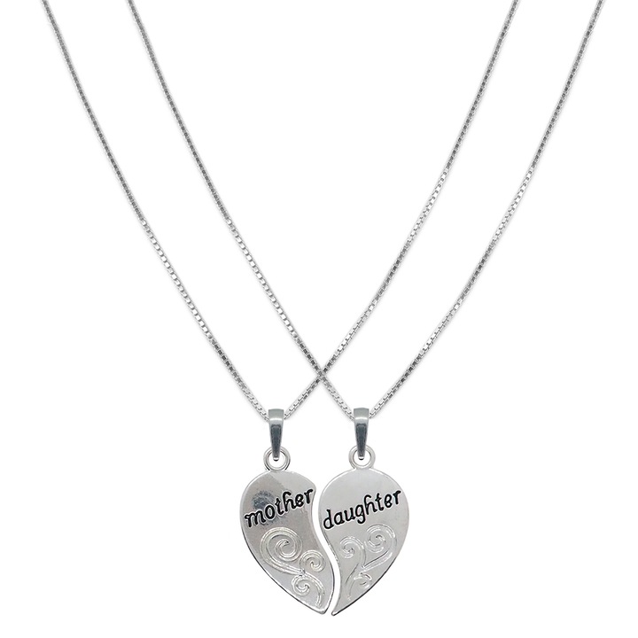 Set Mama fiica Lantisor argint personalizat pandantiv Inimioara mother-daughter 10199VEN930 Dras 4361