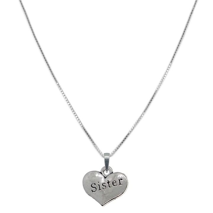 Lantisor argint personalizat pandantiv Inimioara sister 9564VEN550 Dras 4456, Argintiu